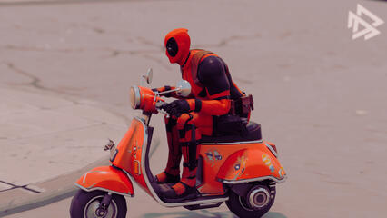 "Deadpool on his scooter"